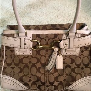 Coach Bag Top Leather White Handle